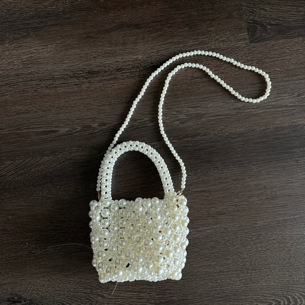 Fashion Nova Cream Pearl Satchel